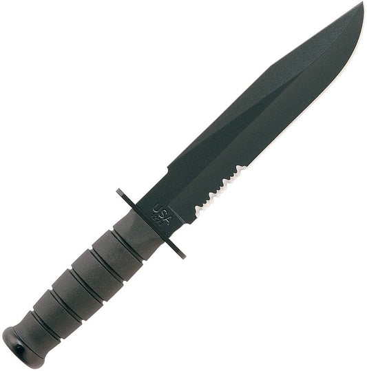 KA-BAR Black Fighter 8" Fixed Blade Knife with Leather/Cordura Sheath 1271