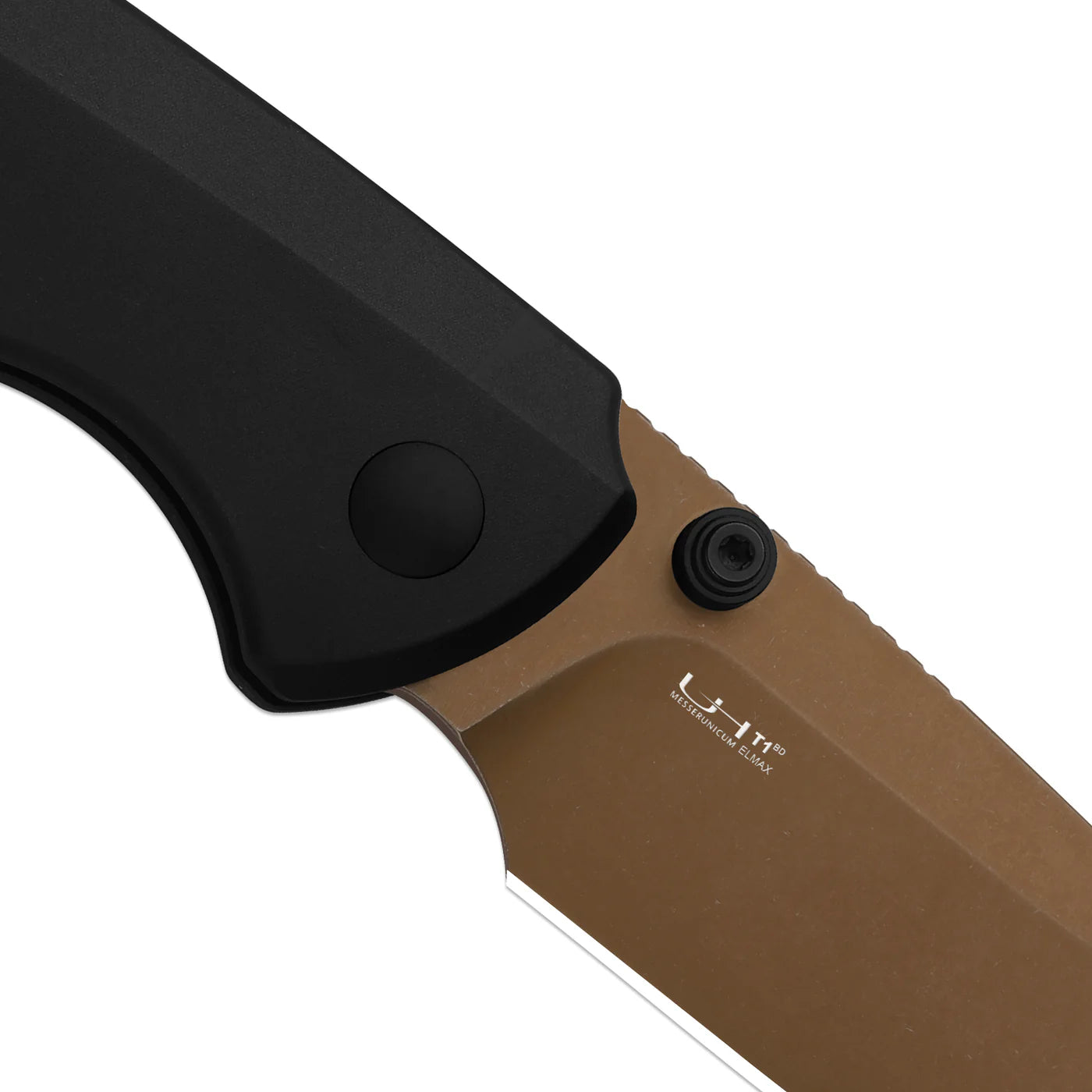 Kizer T1 BD 3.2" Elmax Sunset Metal PVD Titanium Button-Lock Folding Knife by Uli Hennicke 3490.2BDA2