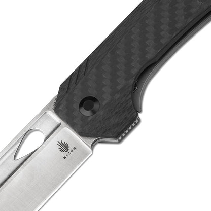 Kizer Huldra 3.19" S45VN Carbon Fiber Titanium Folding Knife by Mason Hayes Ki3365A2