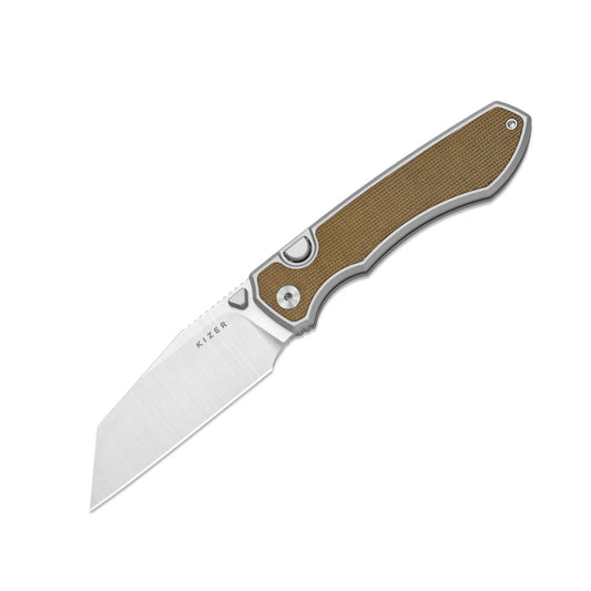 Kizer Wharning 3.4" S45VN Norplex UltreX Micarta Aluminium Button-Lock Folding Knife 3738A1