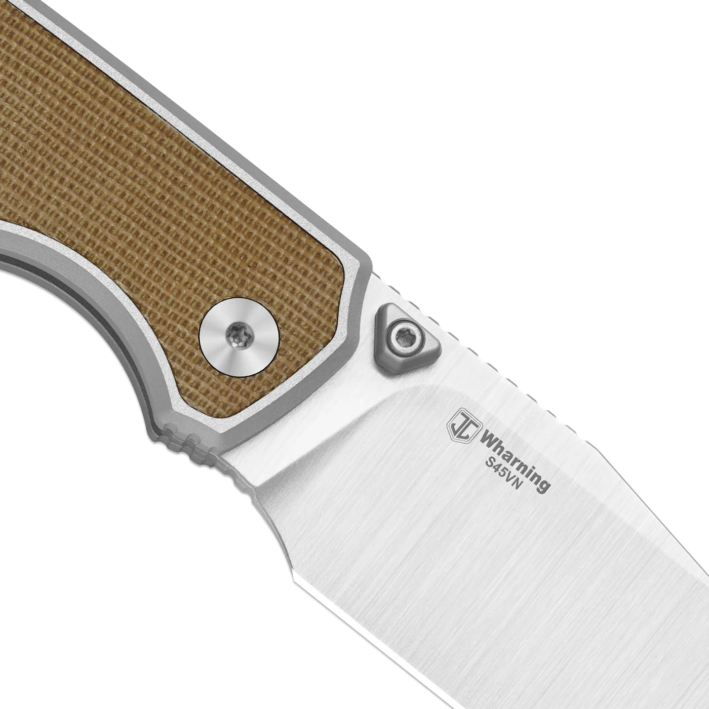 Kizer Wharning 3.4" S45VN Brown Norplex UltreX Micarta Aluminium Button-Lock Folding Knife 3738A1