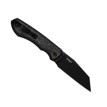 Kizer Wharning 3.4" S45VN Black/Purple Norplex UltreX Micarta Aluminium Button-Lock Folding Knife 3738A2