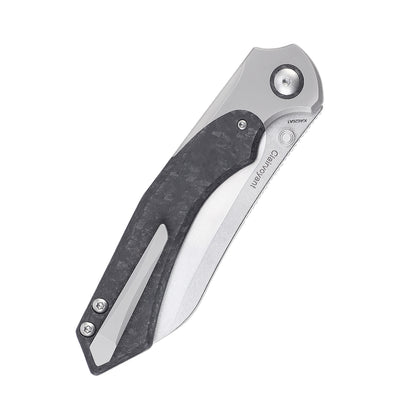 Kizer Clairvoyant 3.74" S35VN Carbon Fiber Titanium Button-Lock Folding Knife Ki4626A1