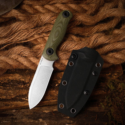 Kizer Drop Bear Fix 3 3.8" Sandvik 14C28N Green Micarta Fixed Blade Knife 1101A2