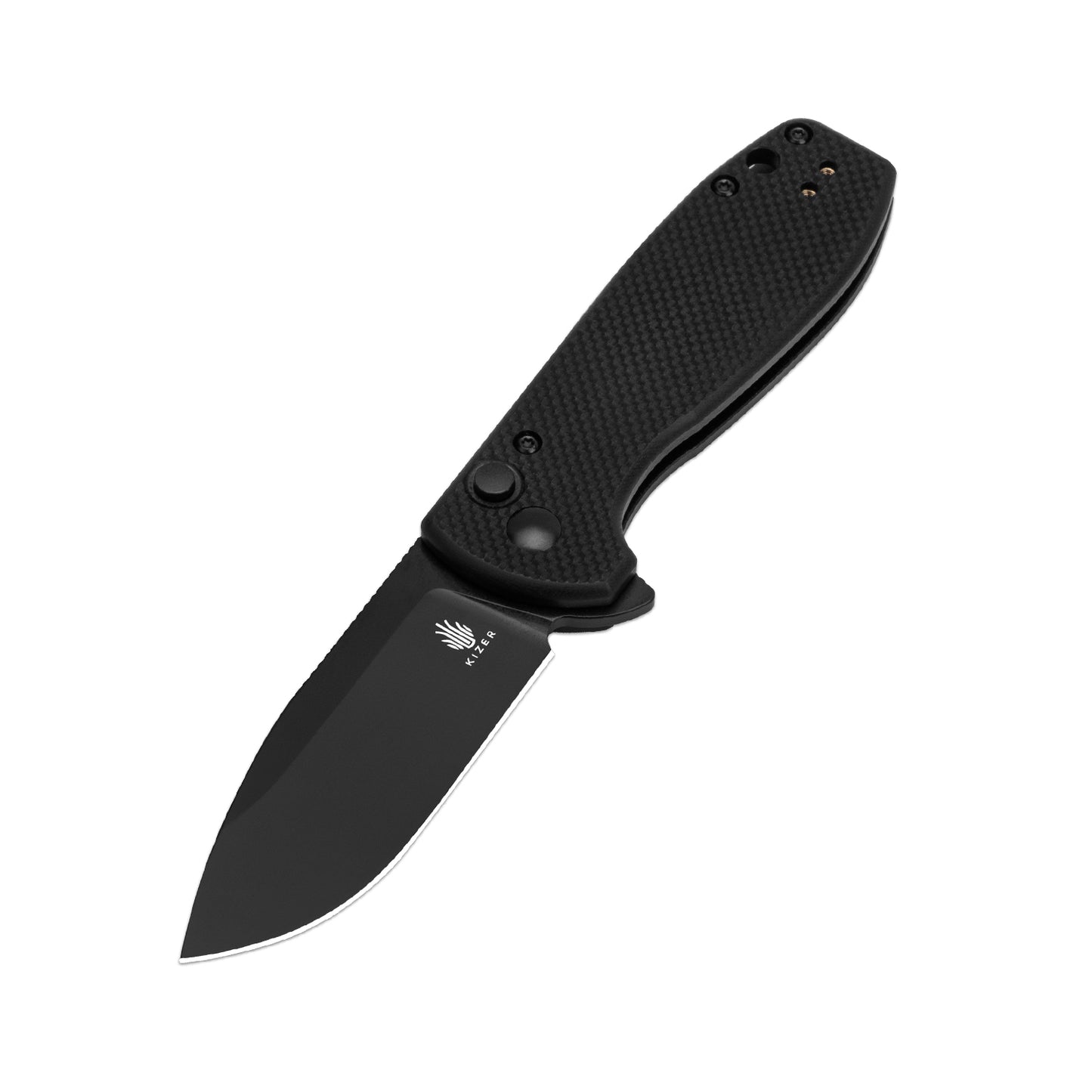 Kizer Amicus 2.95" Black 9Cr18MoV G10 Button-Lock Folding Knife L3002A1