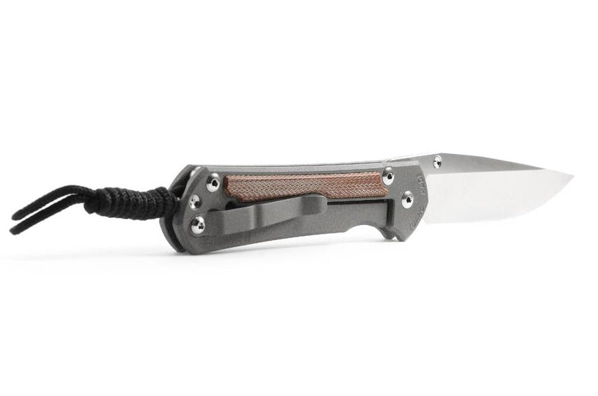 Chris Reeve Large Sebenza 31 Natural Canvas Micarta 3.61" CPM Magnacut Titanium Folding Knife L31-1212