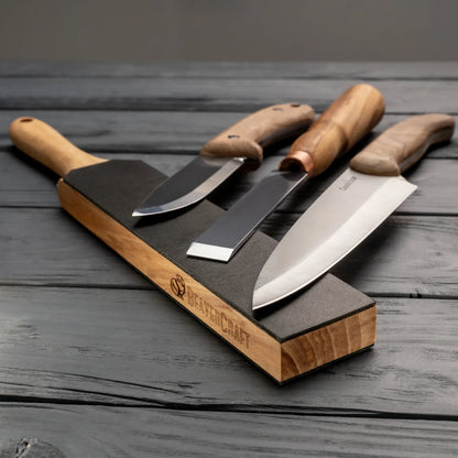BeaverCraft Double-Sided Leather Paddle Strop with Polishing Compound LS6P1 - Made in Europe