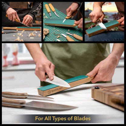 BeaverCraft Double-Sided Leather Paddle Strop with Polishing Compound LS6P1 - Made in Europe