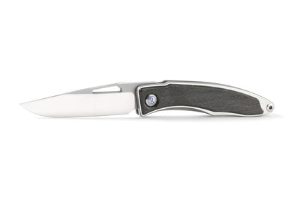 Chris Reeve Mnandi Bog Oak 2.74" S45VN Titanium Folding Knife with Leather Sheath MNA-1000