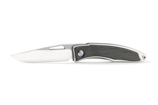 Chris Reeve Mnandi Bog Oak 2.74" S45VN Titanium Folding Knife with Leather Sheath MNA-1000