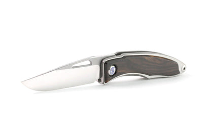 Chris Reeve Mnandi Macassar Ebony 2.74" CPM Magnacut Titanium Folding Knife with Leather Sheath MNA-1016
