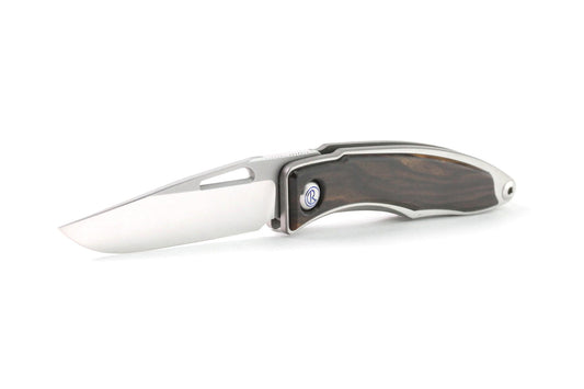 Chris Reeve Mnandi Macassar Ebony 2.74" S45VN Titanium Folding Knife with Leather Sheath MNA-1016