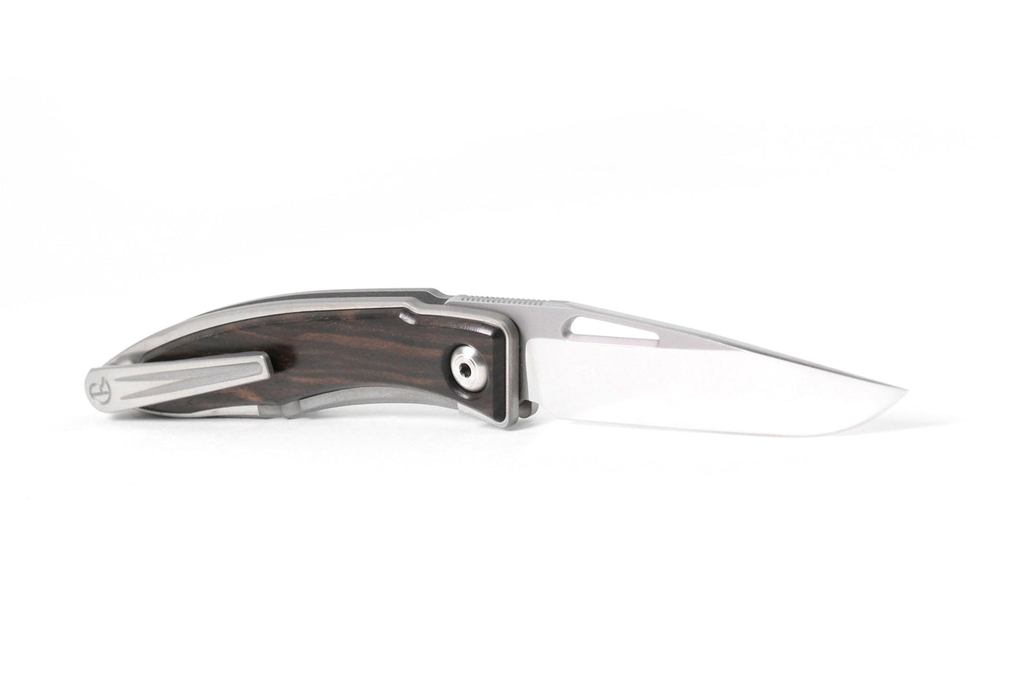 Chris Reeve Mnandi Macassar Ebony 2.74" CPM Magnacut Titanium Folding Knife with Leather Sheath MNA-1016