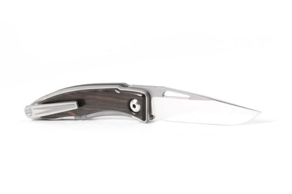 Chris Reeve Mnandi Macassar Ebony 2.74" CPM Magnacut Titanium Folding Knife with Leather Sheath MNA-1016