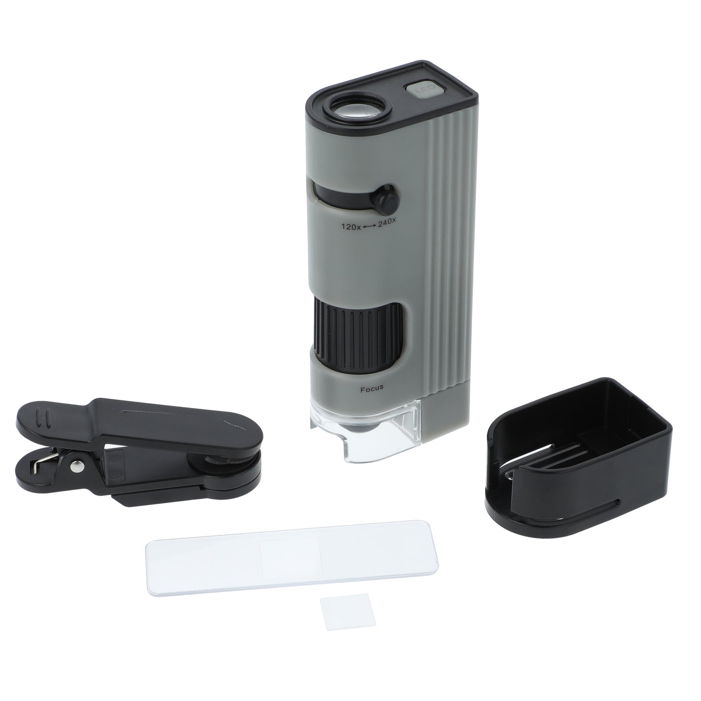 Carson MicroPic™ 120x-240x Dual LED High-Resolution Pocket Microscope with Slide Base and Smartphone Digiscoping Clip MP-400