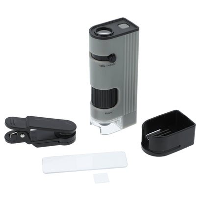 Carson MicroPic™ 120x-240x Dual LED High-Resolution Pocket Microscope with Slide Base and Smartphone Digiscoping Clip MP-400