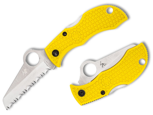 Spyderco Manbug Salt 1.9" H-2 Rustproof SpyderEdge Yellow Folding Knife MYLS