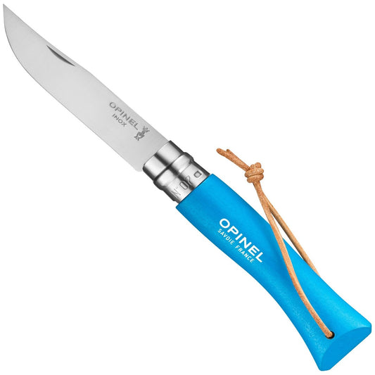 Opinel No.7 Colorama Trekking 3.07" Cyan Stainless Folding Knife - Made in France