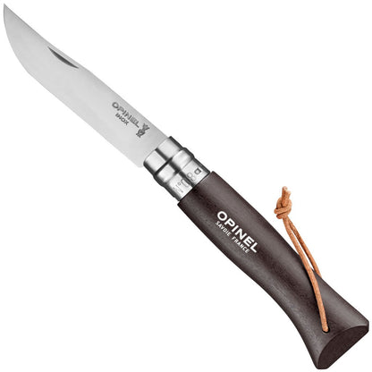 Opinel No.8 Colorama Trekking 3.35" Dark Brown Stainless Folding Knife - Made in France