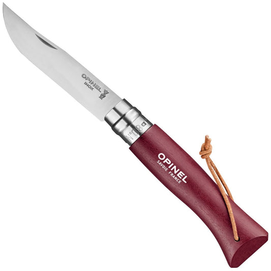 Opinel No.8 Colorama Trekking 3.35" Burgundy Stainless Folding Knife - Made in France
