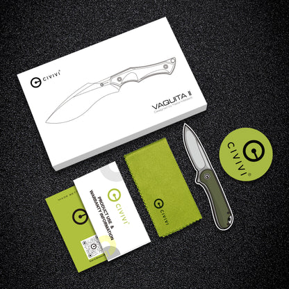 Civivi Vaquita II 3.2" Damascus Green Canvas Micarta Mini Kukri Fixed Blade Knife by Nate Matlack C047C-DS2