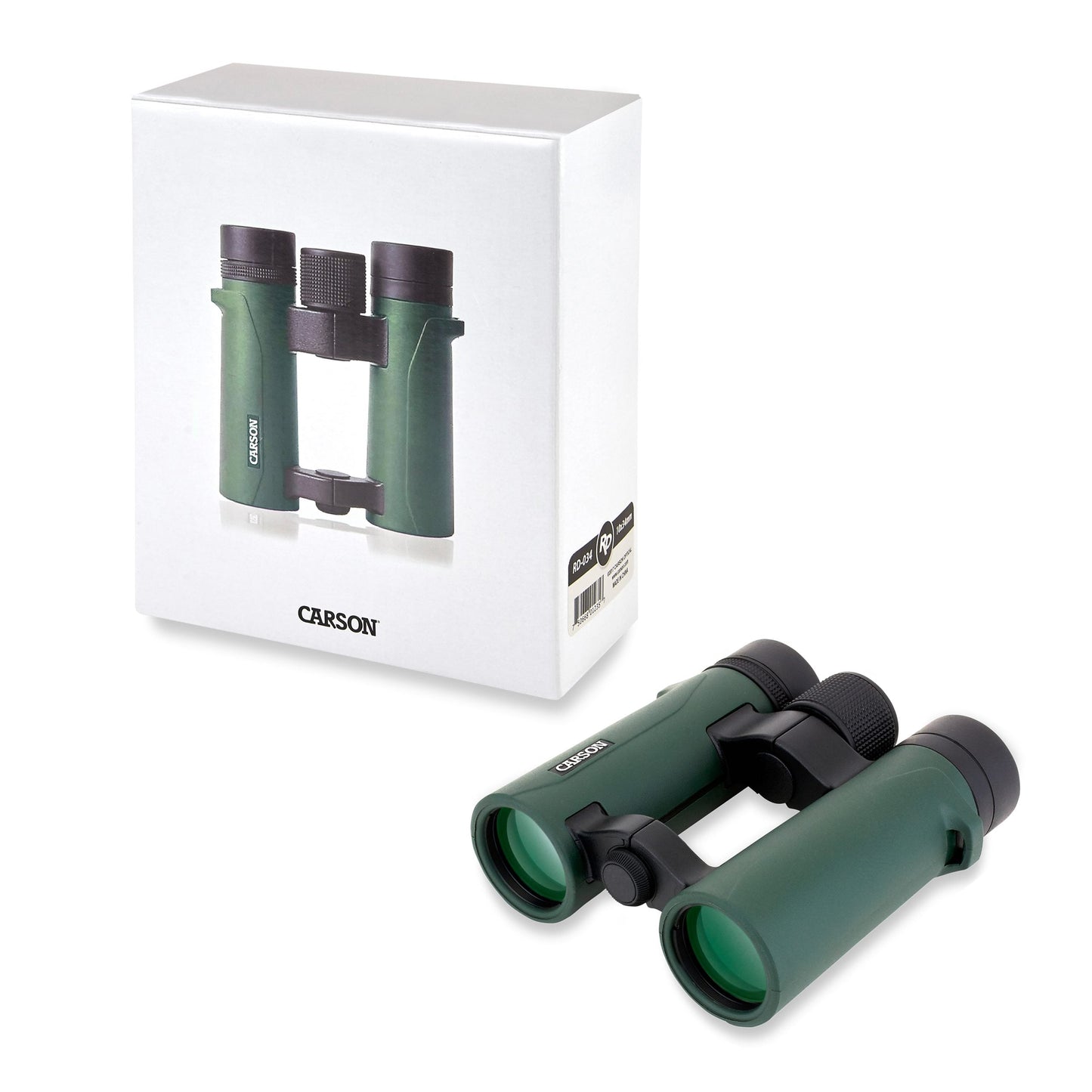 Carson RD Series 10x34mm Compact Open-Bridge Waterproof Binoculars Green RD-034