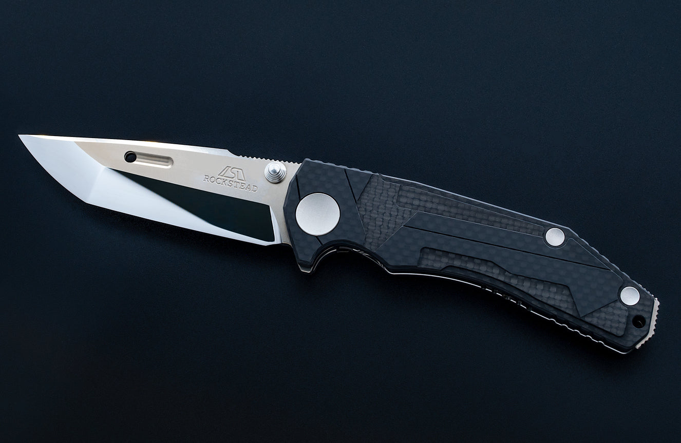 Rockstead REN-ZDP 3.7" Polished ZDP189 Tanto Folding Knife with Carbon Fiber Titanium Handle