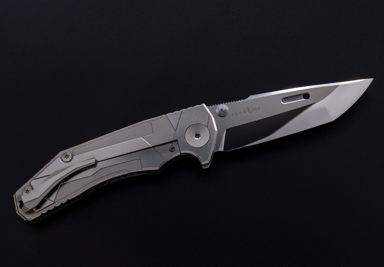 Rockstead REN-ZDP 3.7" Polished ZDP189 Tanto Folding Knife with Carbon Fiber Titanium Handle