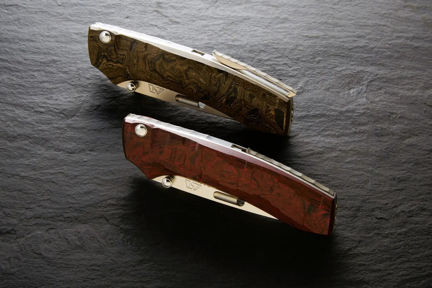 Rockstead RIN-ZDP (RD) 3.35" Polished ZDP189 Folding Knife with Red Ebonite Titanium Handle