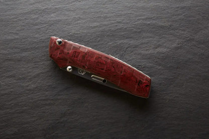 Rockstead RIN-ZDP (RD) 3.35" Polished ZDP189 Folding Knife with Red Ebonite Titanium Handle