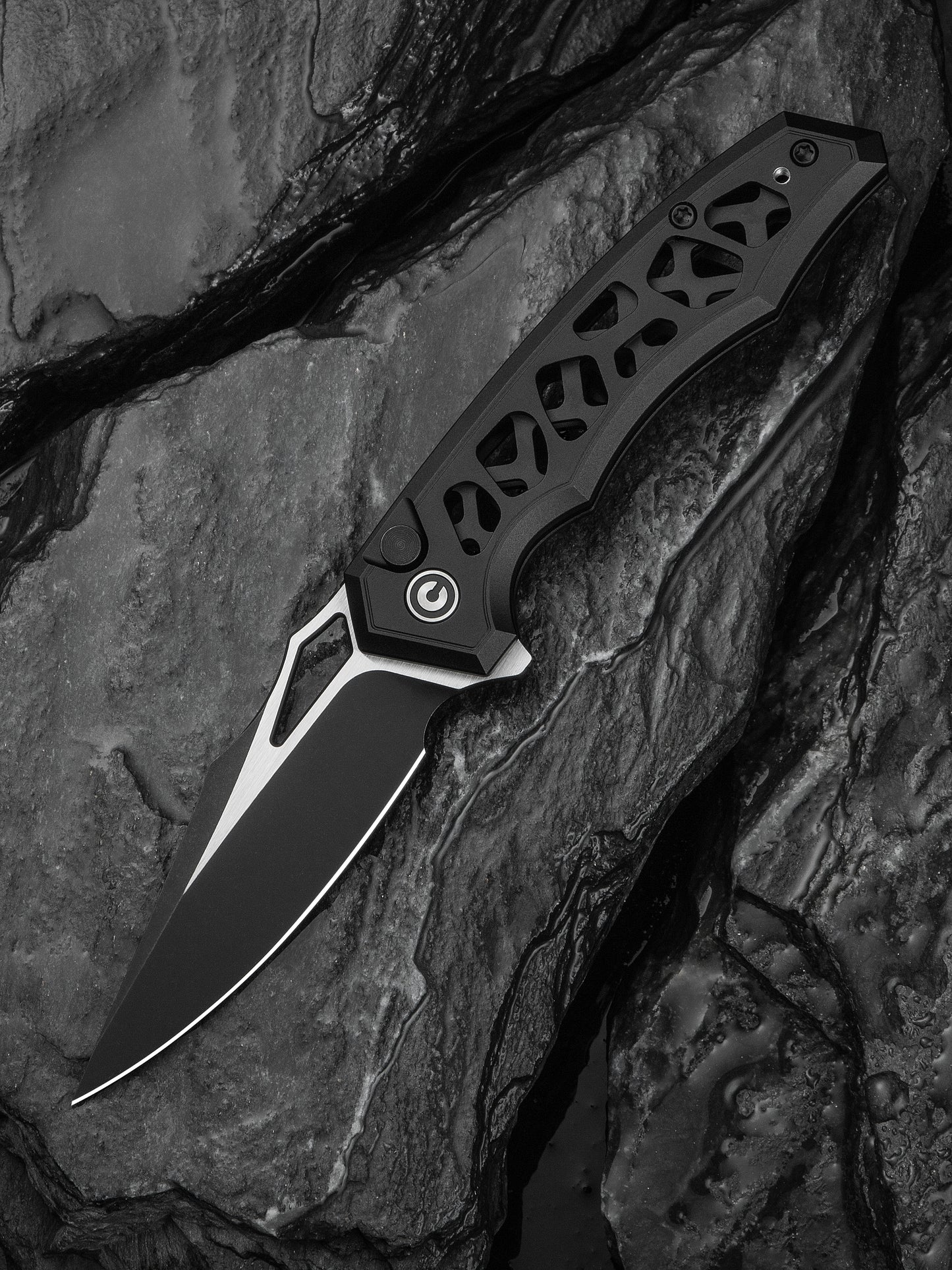 Civivi Anaaki 2.98" Nitro-V Black Aluminium Button Lock Folding Knife C24039-1