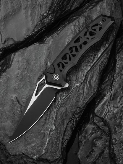 Civivi Anaaki 2.98" Nitro-V Black Aluminium Button Lock Folding Knife C24039-1