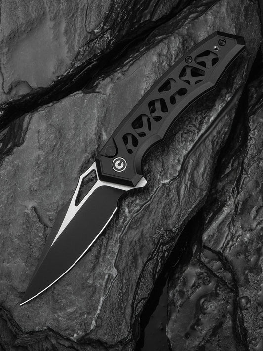 Civivi Anaaki 2.98" Nitro-V Black Aluminium Button Lock Folding Knife C24039-1