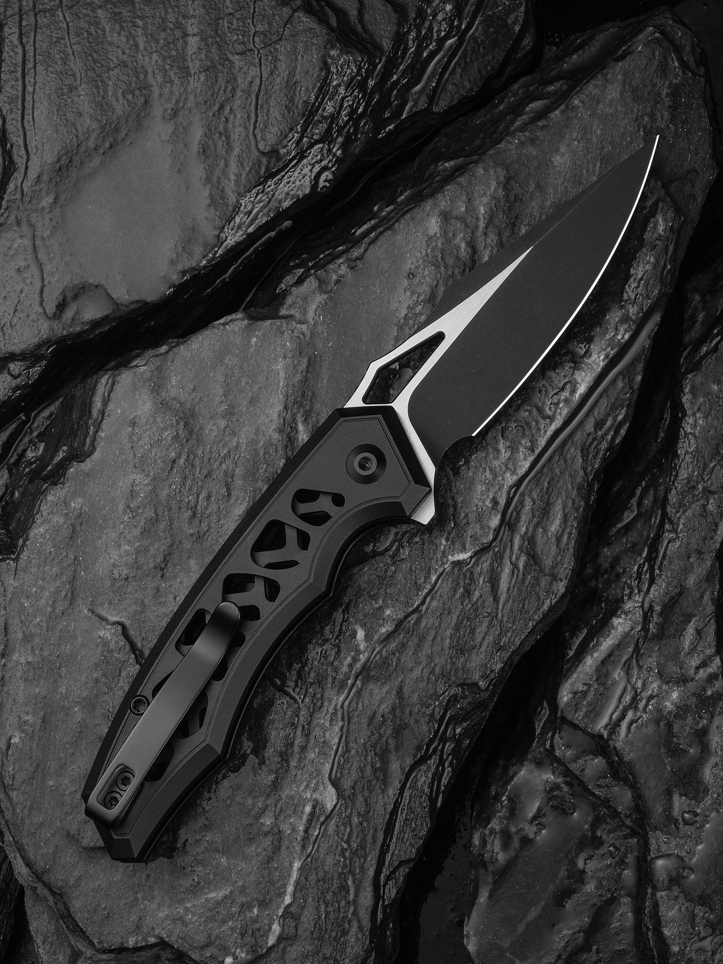 Civivi Anaaki 2.98" Nitro-V Black Aluminium Button Lock Folding Knife C24039-1