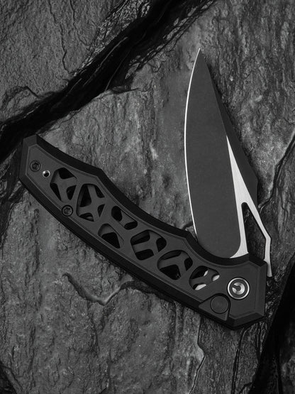 Civivi Anaaki 2.98" Nitro-V Black Aluminium Button Lock Folding Knife C24039-1