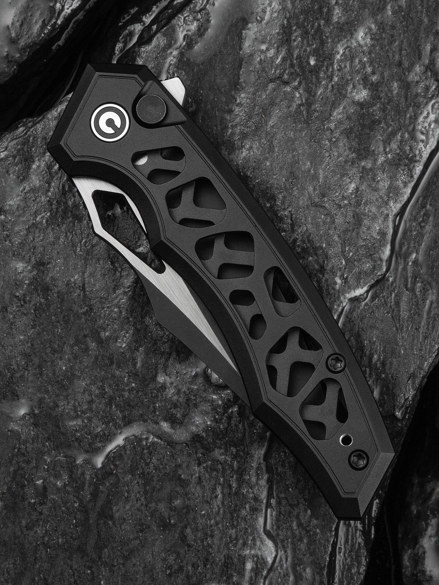 Civivi Anaaki 2.98" Nitro-V Black Aluminium Button Lock Folding Knife C24039-1