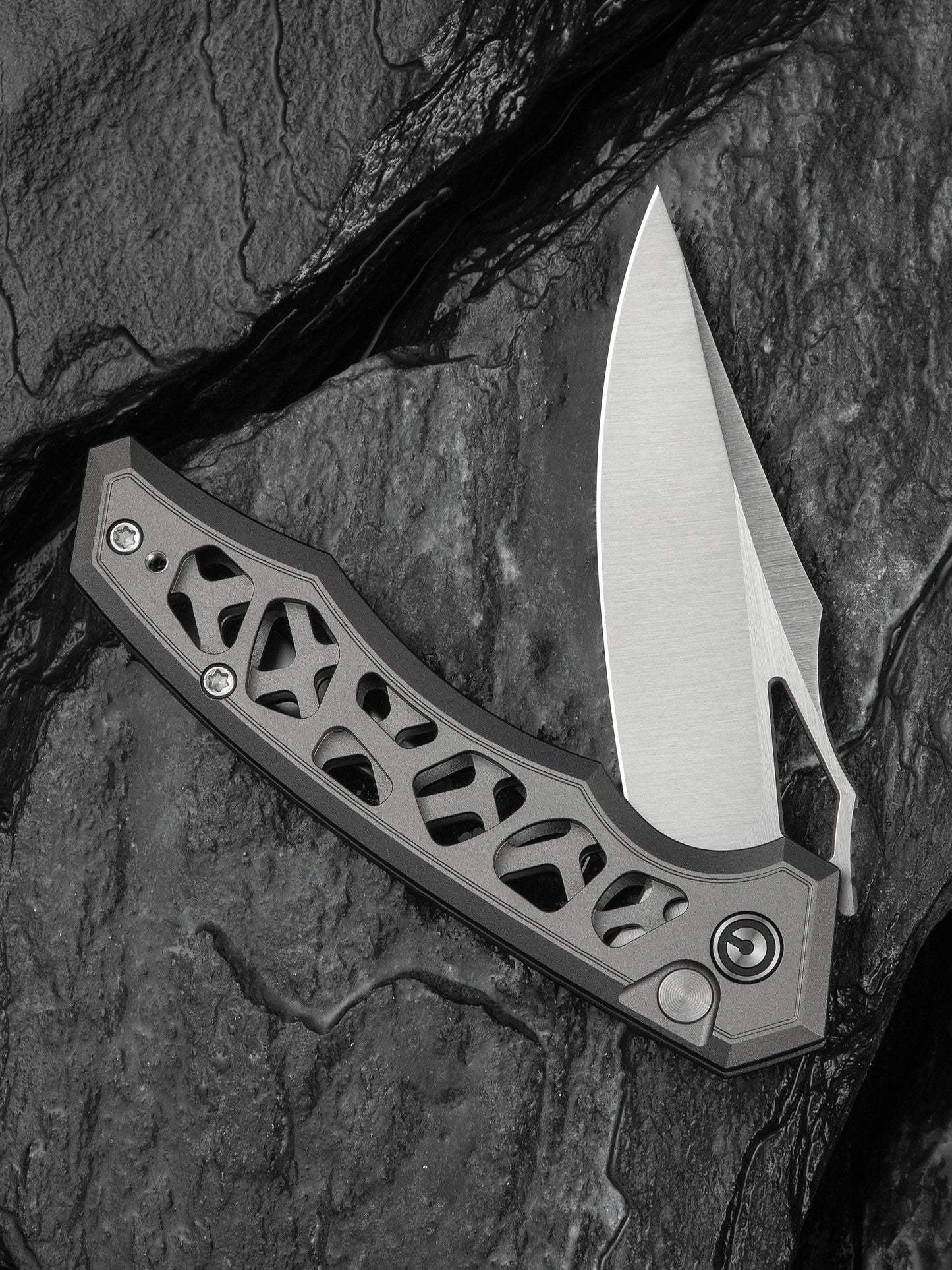 Civivi Anaaki 2.98" Nitro-V Gray Aluminium Button Lock Folding Knife C24039-2