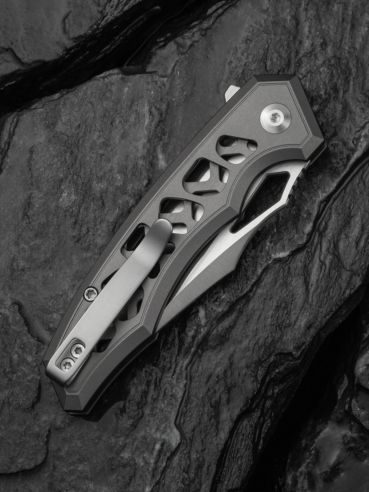 Civivi Anaaki 2.98" Nitro-V Gray Aluminium Button Lock Folding Knife C24039-2
