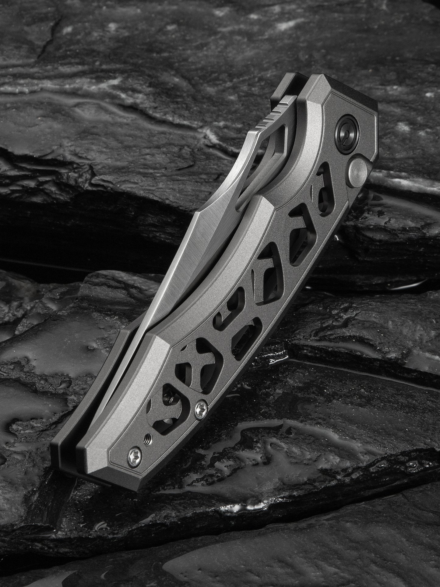 Civivi Anaaki 2.98" Nitro-V Gray Aluminium Button Lock Folding Knife C24039-2