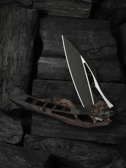 WE Arrakis Limited 3.47" Vanax Copper Foil Carbon Fiber Titanium Folding Knife 906CF-E