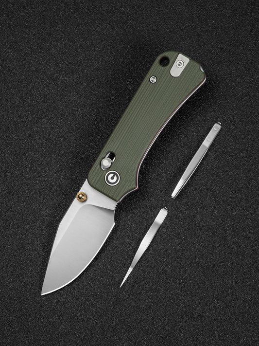 Civivi Baby Banter 2-TG 2.34" Sandvik 14C28N Green/Red G10 Crossbar Lock Folding Knife C24074-1