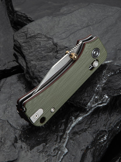 Civivi Baby Banter 2-TG 2.34" Sandvik 14C28N Green/Red G10 Crossbar Lock Folding Knife C24074-1