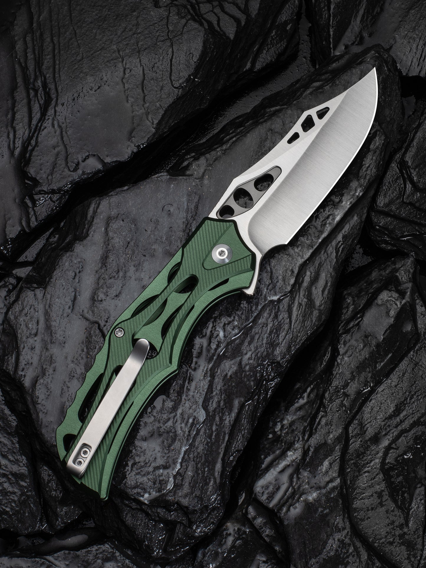 Civivi Biophase 3.48" Nitro-V Green Aluminium Button Lock Folding Knife C23083-1