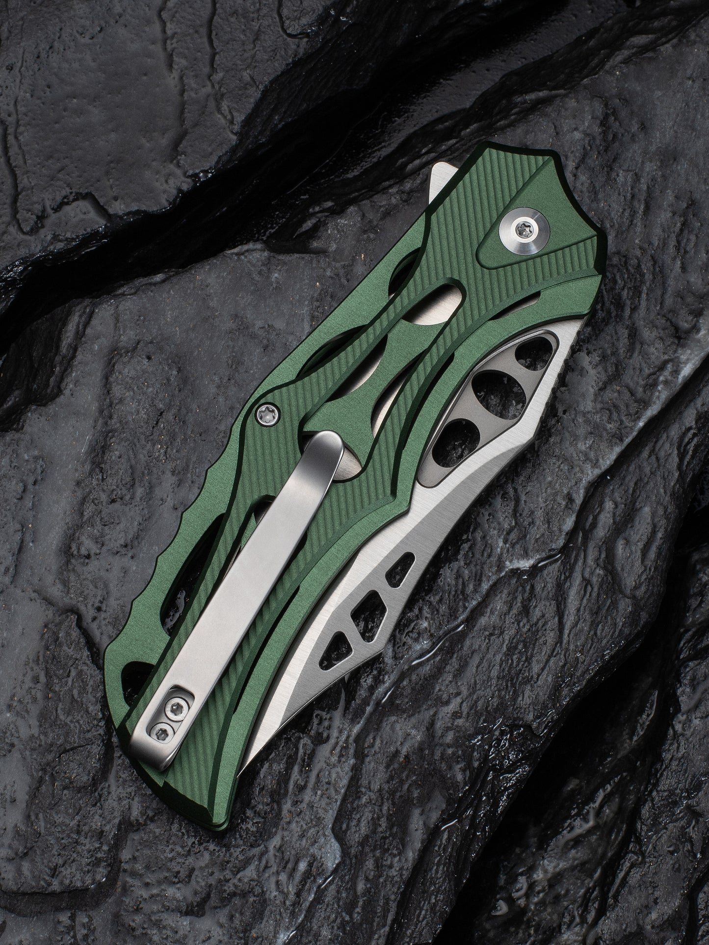 Civivi Biophase 3.48" Nitro-V Green Aluminium Button Lock Folding Knife C23083-1