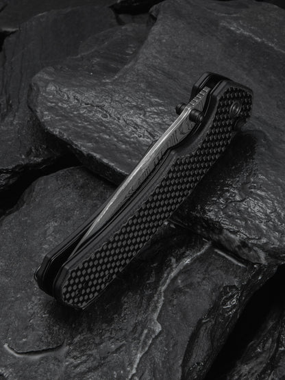 Civivi Brazen Tanto 3.46" Damascus Carbon Fiber G10 Folding Knife C19059C-DS1