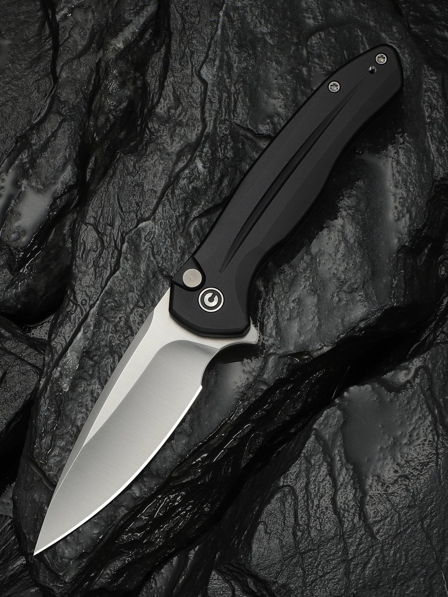 Civivi Kitefin Button Lock 3.22" Sandvik 14C28N Black Aluminium Folding Knife C24091-1