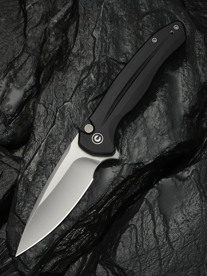Civivi Kitefin Button Lock 3.22" Sandvik 14C28N Black Aluminium Folding Knife C24091-1