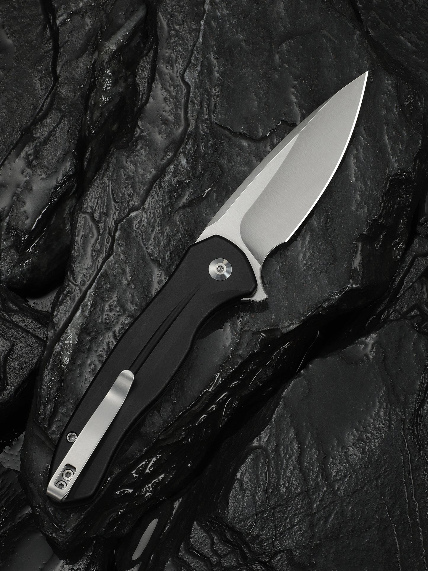 Civivi Kitefin Button Lock 3.22" Sandvik 14C28N Black Aluminium Folding Knife C24091-1