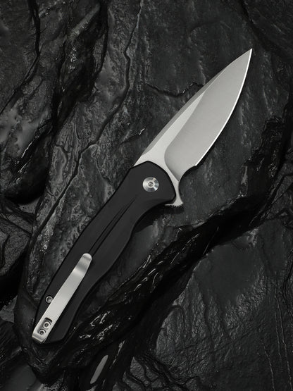 Civivi Kitefin Button Lock 3.22" Sandvik 14C28N Black Aluminium Folding Knife C24091-1