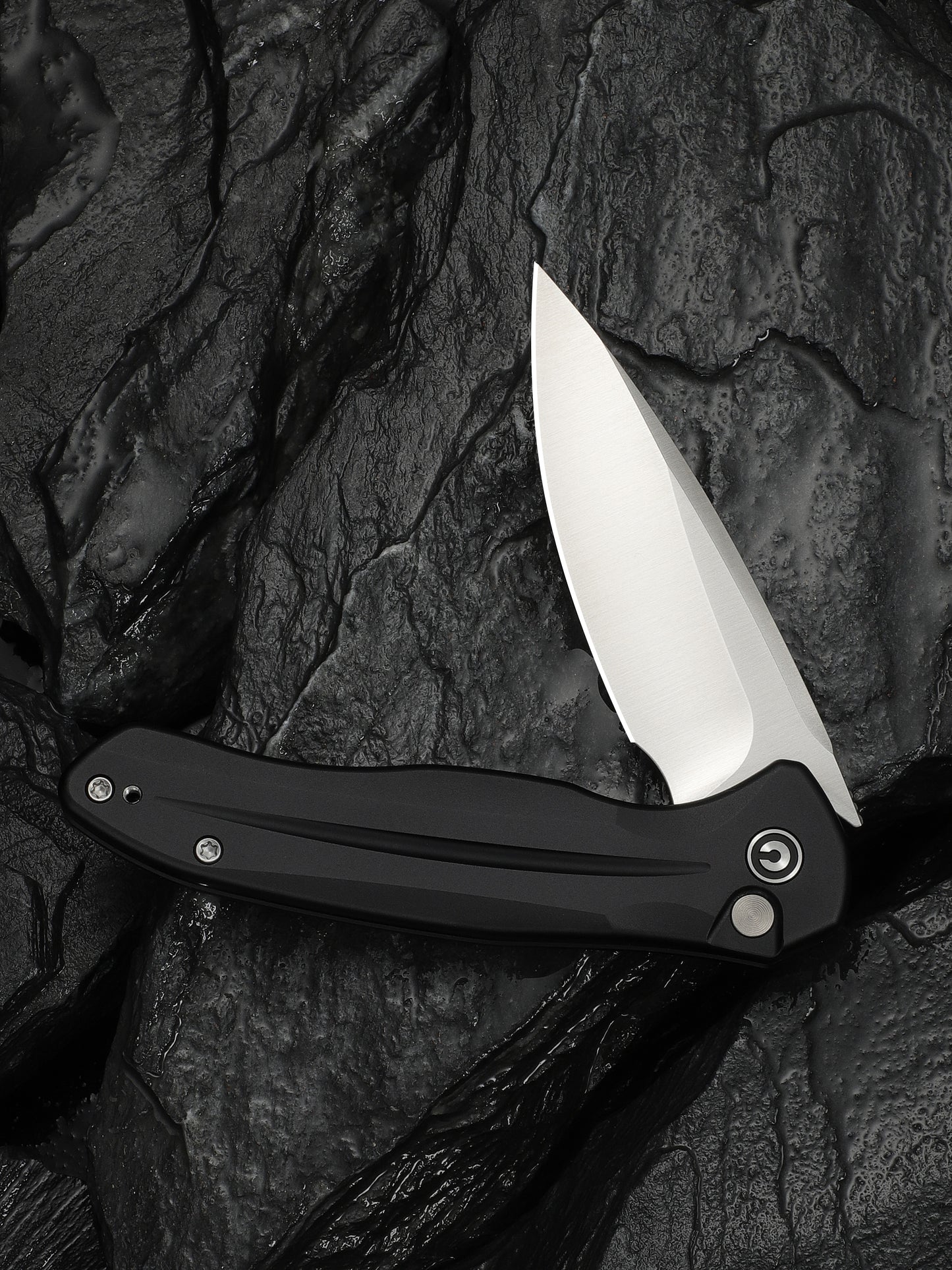 Civivi Kitefin Button Lock 3.22" Sandvik 14C28N Black Aluminium Folding Knife C24091-1